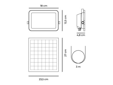 Foco proyector led solar 3cct 100 w 1200 lm
