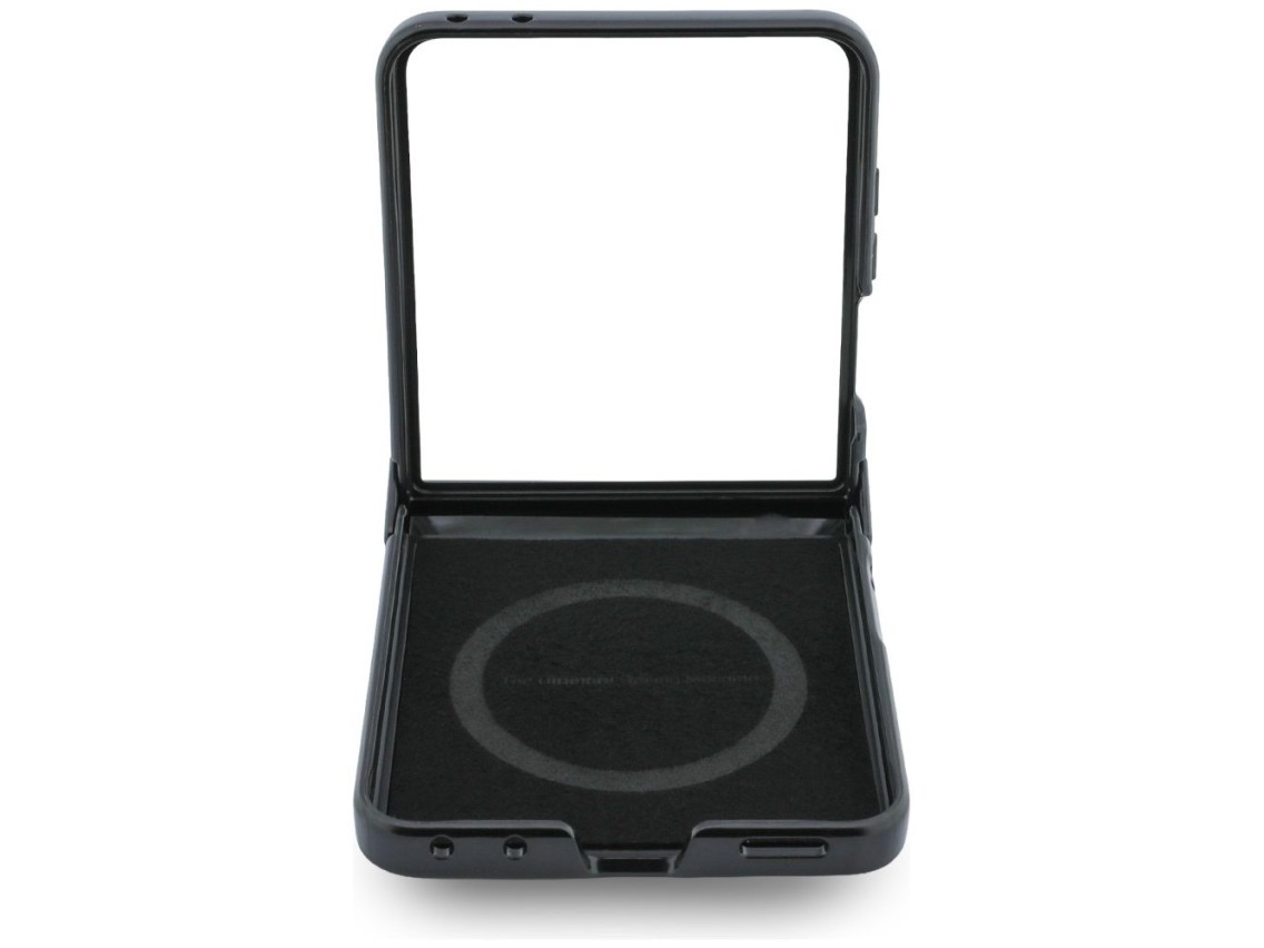 BMW M Leather Perforated Tricolor Stripe Metal Logos MagSafe Case for Samsung Galaxy Z Flip 8 - Blac