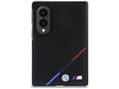 BMW M Leather Perforated Tricolor Stripe Metal Logos MagSafe Case for Samsung Galaxy Z Fold 8 - Blac BMW M Leather Perforated Tricolor Stripe Metal Logos MagSafe Case for Samsung Galaxy Z Fold 8 - Blac