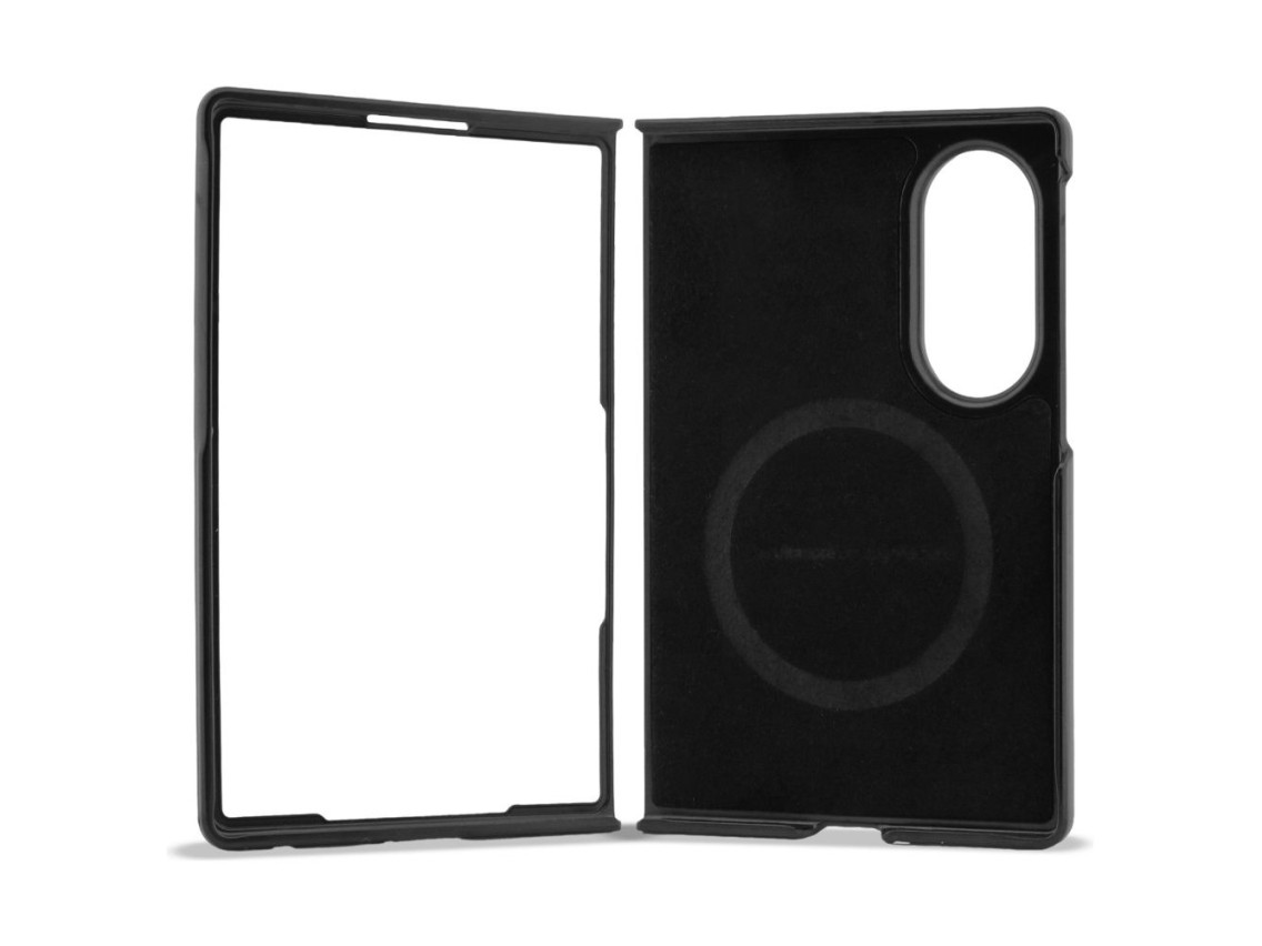 BMW M Leather Perforated Tricolor Stripe Metal Logos MagSafe Case for Samsung Galaxy Z Fold 8 - Blac