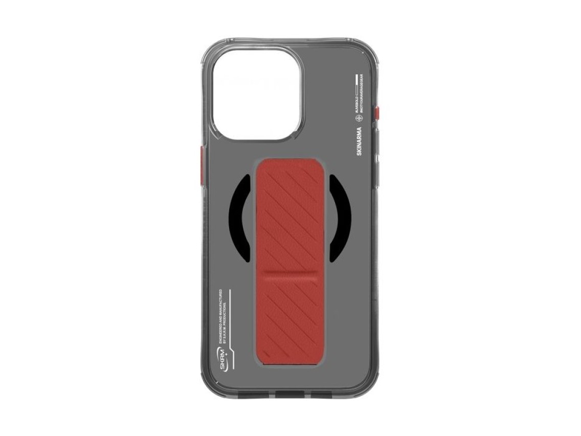 Capa Skinarma Axon para iPhone 16 Pro Max 6.9" com carregamento magnético e suporte, preta.