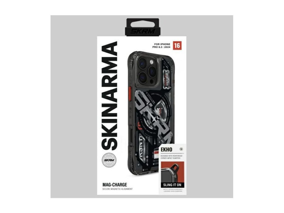 Capa Skinarma Ekho para iPhone 16 Pro 6.3" com carregamento magnético, preta