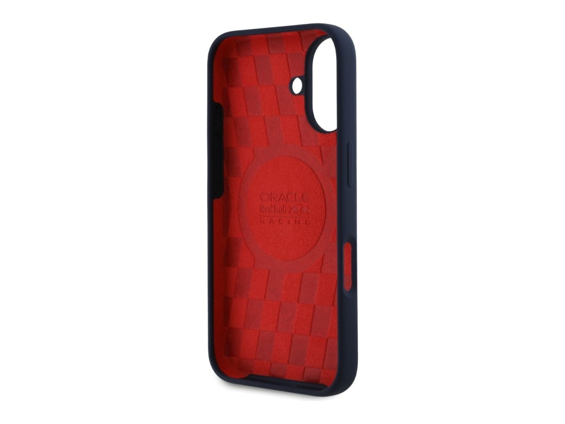 Capa Red Bull HC Silicone ORBR20 com Logo e Forro Vermelho para iPhone 16 MagSafe azul marinho