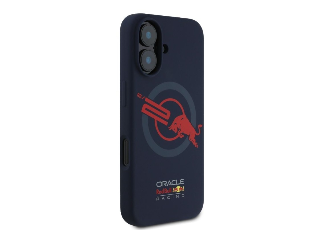 Capa Red Bull HC Silicone ORBR20 com Logo e Forro Vermelho para iPhone 16 MagSafe azul marinho
