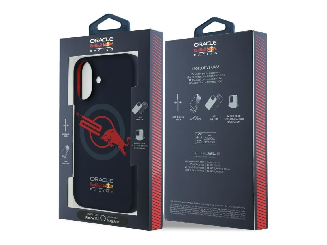 Case Red Bull HC Silicone ORBR20 Logo Red Lining to iPhone 16 MagSafe navy blue