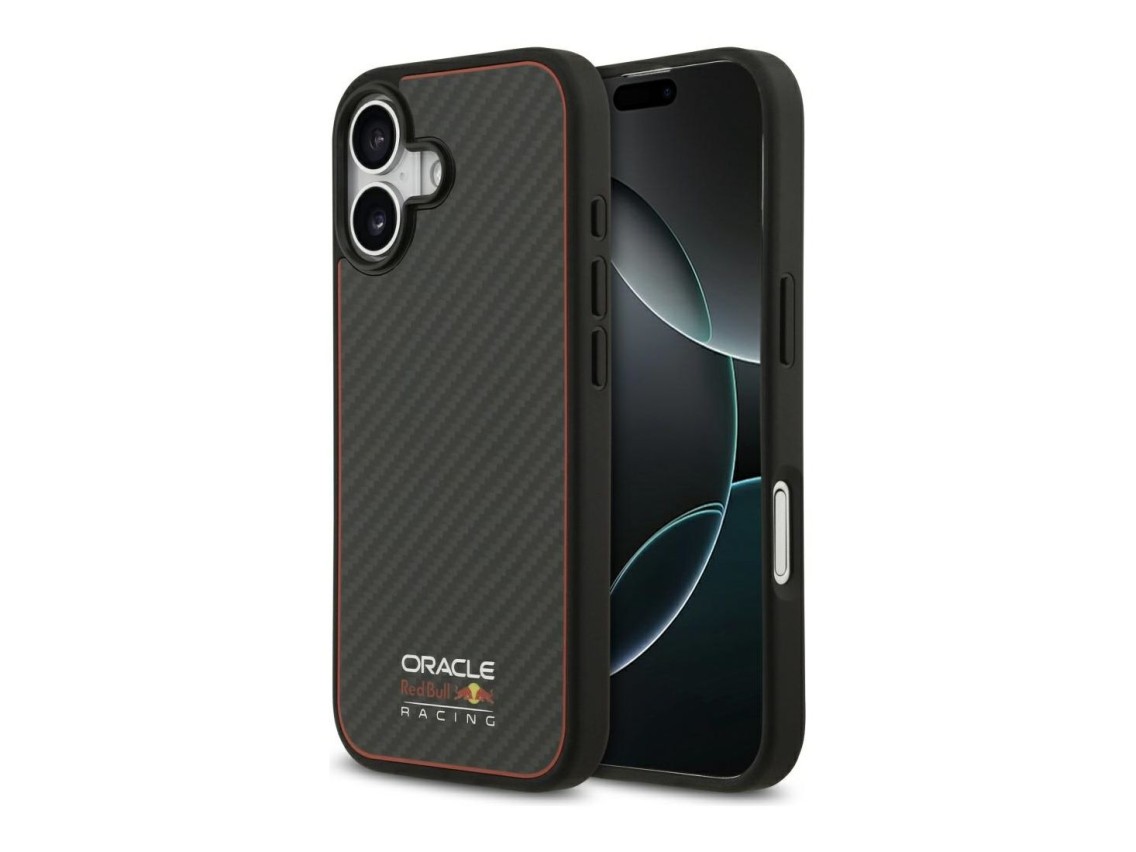 Capa Red Bull Kevlar com logo fosco MagSafe para iPhone 17 preta