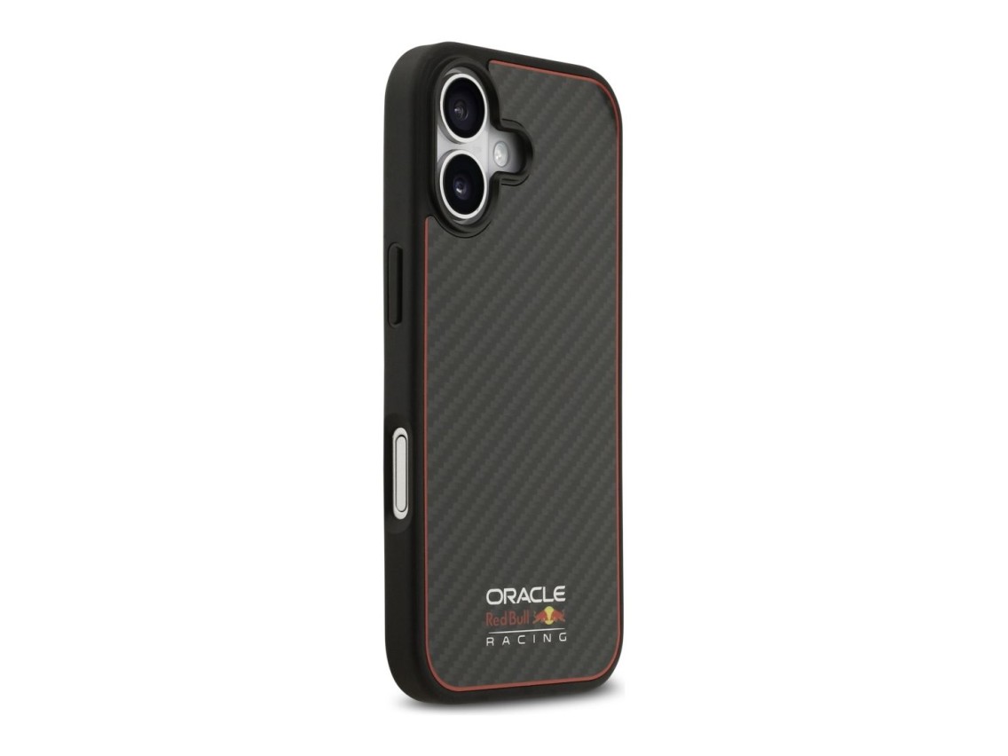 Capa Red Bull Kevlar com logo fosco MagSafe para iPhone 17 preta