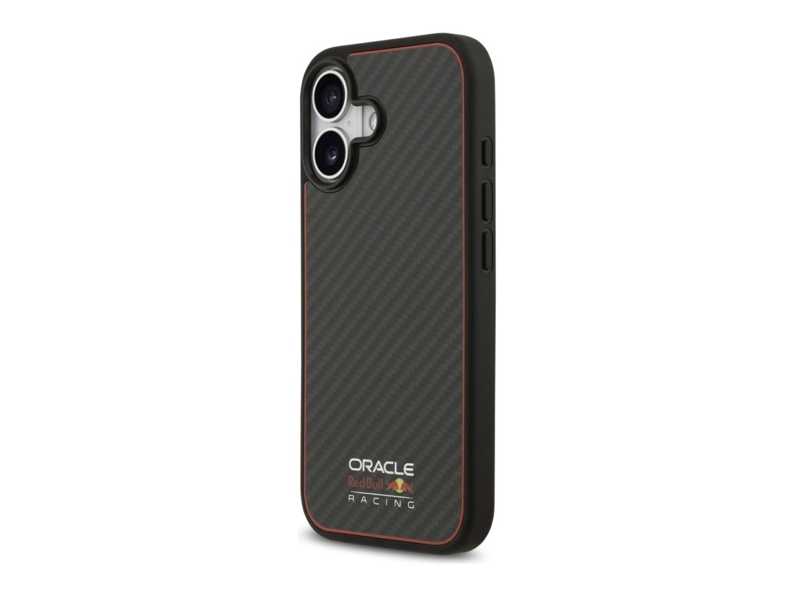 Capa Red Bull Kevlar com logo fosco MagSafe para iPhone 17 preta
