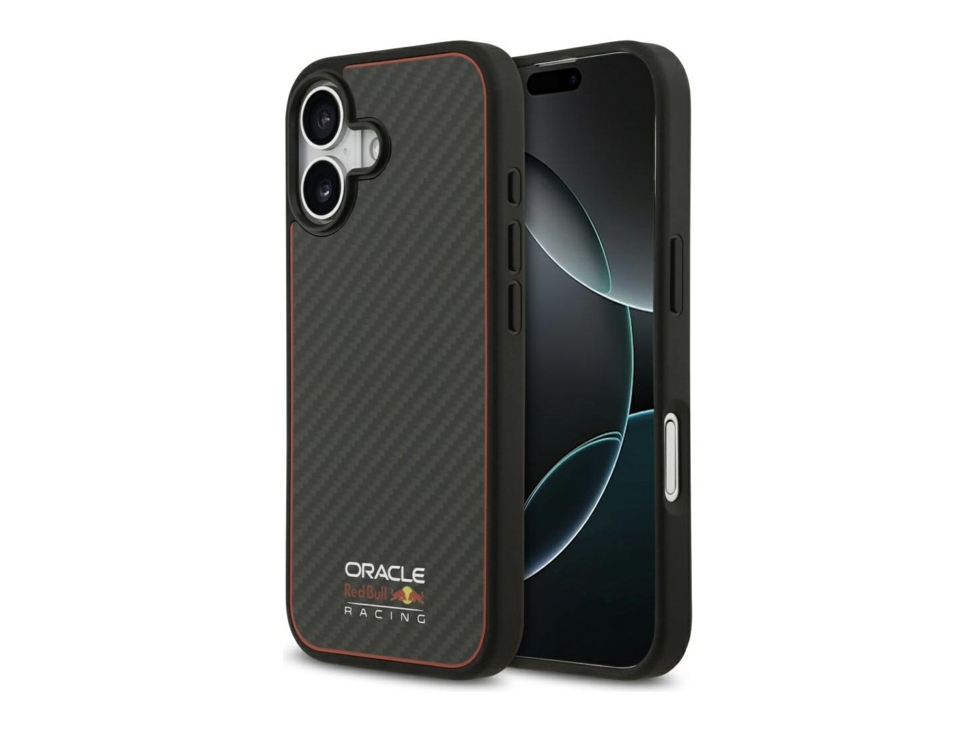 Capa Red Bull Kevlar com logo fosco MagSafe para iPhone 17 preta