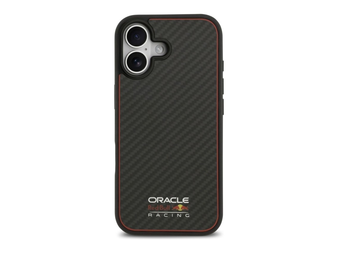 Capa Red Bull Kevlar com logo fosco MagSafe para iPhone 17 preta