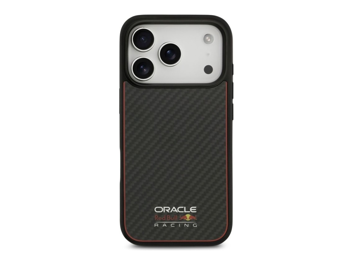 Capa Red Bull Kevlar com logo fosco MagSafe para iPhone 17 Pro preta
