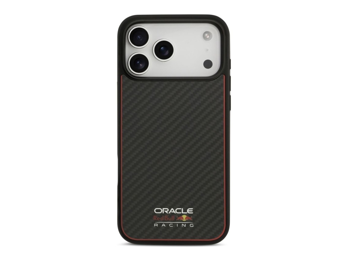 Capa Red Bull Kevlar com logo fosco MagSafe para iPhone 17 Pro Max preta