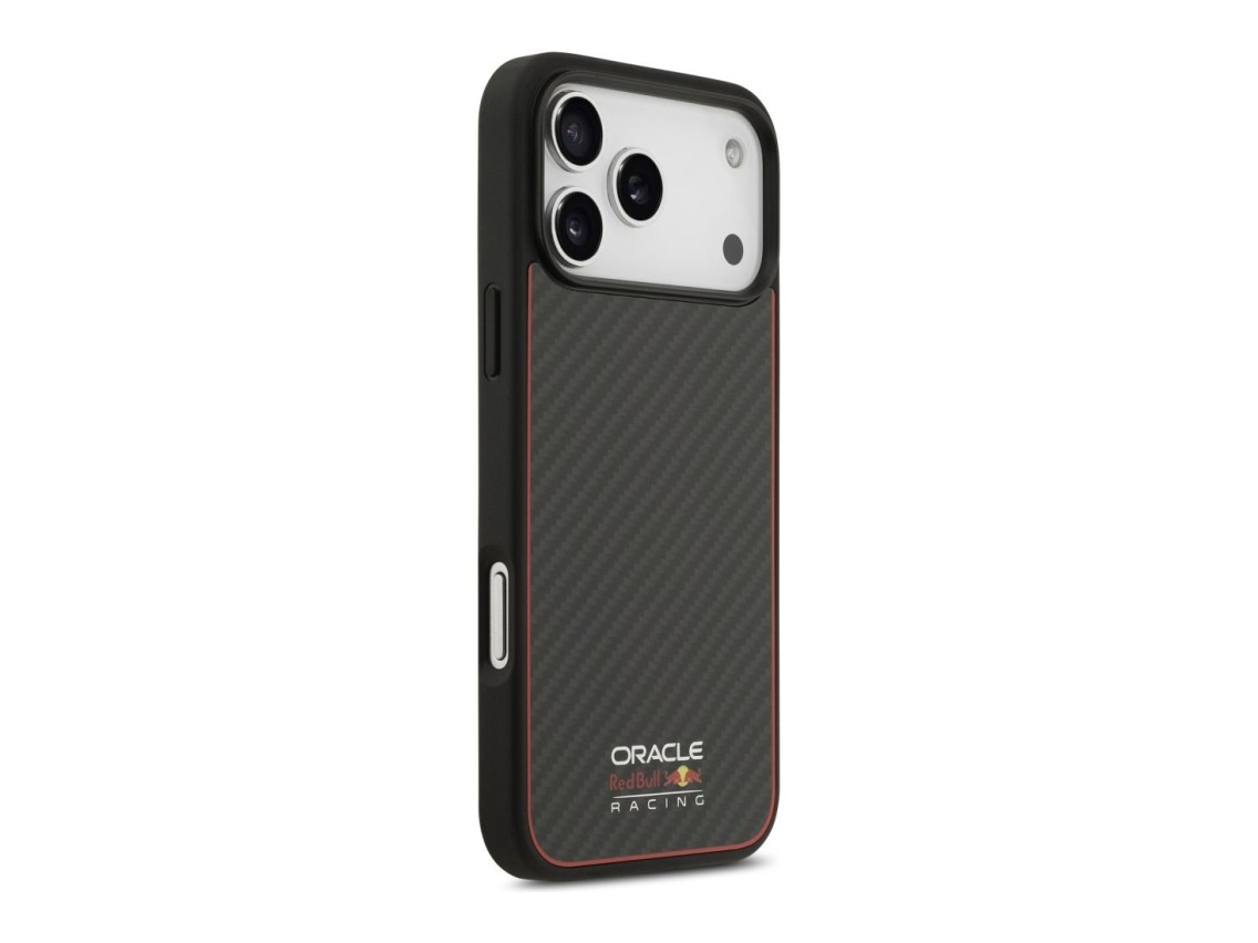 Capa Red Bull Kevlar com logo fosco MagSafe para iPhone 17 Pro Max preta