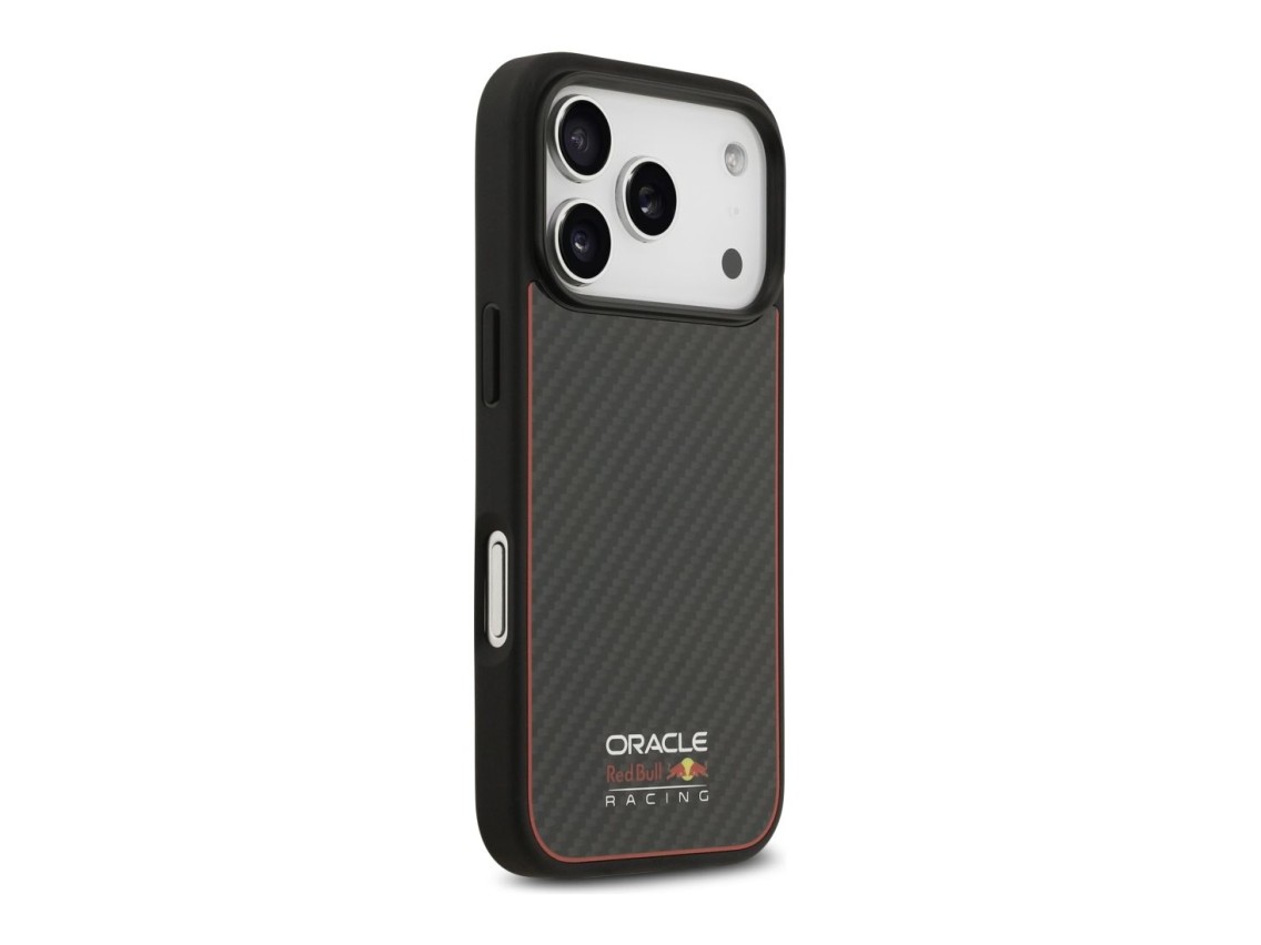 Capa Red Bull Kevlar com logo fosco MagSafe para iPhone 17 Pro preta