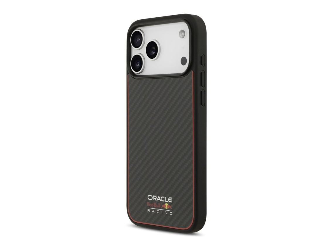 Capa Red Bull Kevlar com logo fosco MagSafe para iPhone 17 Pro Max preta