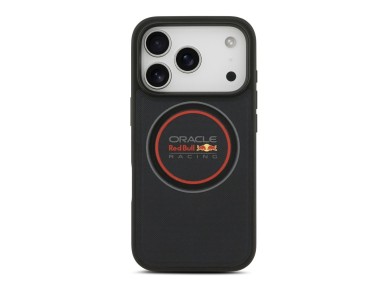 Funda MagSafe Red Bull con logo de malla y anillo rojo para iPhone 17 Pro, color azul marino. Funda MagSafe Red Bull con logo de malla y anillo rojo para iPhone 17 Pro, color azul marino.