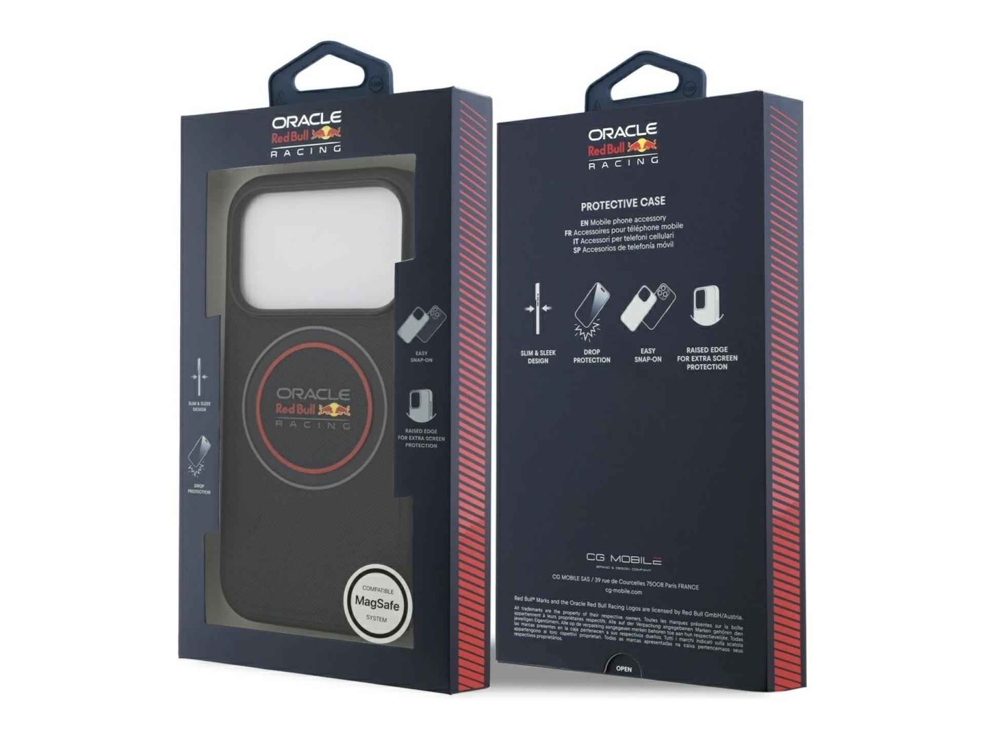 Red Bull Meshed Logo And Red Ring MagSafe Case for iPhone 17 Pro Navy Blue