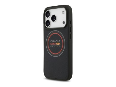 Funda MagSafe Red Bull con logo de malla y anillo rojo para iPhone 17 Pro, color azul marino. Funda MagSafe Red Bull con logo de malla y anillo rojo para iPhone 17 Pro, color azul marino.