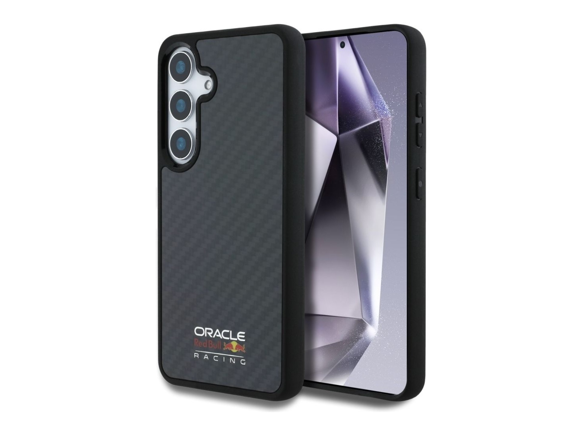 Funda MagSafe Red Bull de fibra de carbono brillante con logo para Samsung Galaxy S25 (negra)