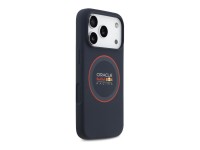 Capa MagSafe de silicone Red Bull com anel vermelho para iPhone 17 Pro, azul marinho. Capa MagSafe de silicone Red Bull com anel vermelho para iPhone 17 Pro, azul marinho.