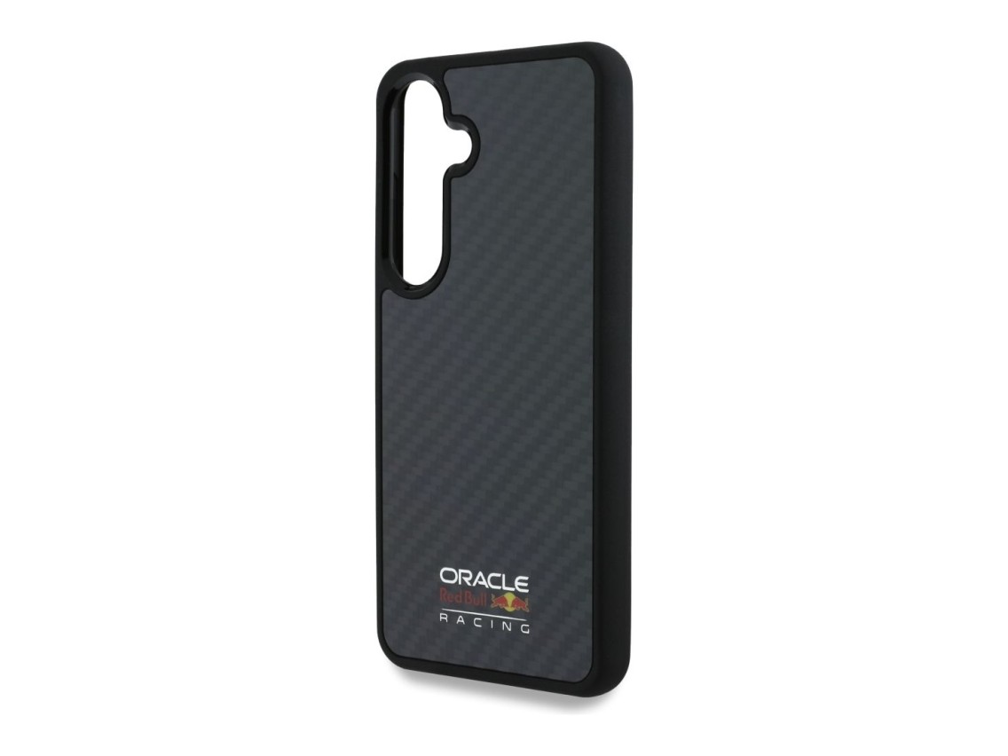 Funda MagSafe Red Bull de fibra de carbono brillante con logo para Samsung Galaxy S25 (negra)