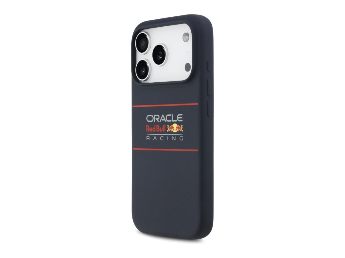 Capa MagSafe de silicone Red Bull com logotipo horizontal centralizado para iPhone 17 Pro, azul mari