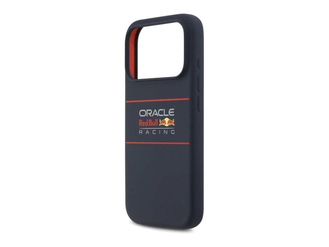 Capa MagSafe de silicone Red Bull com logotipo horizontal centralizado para iPhone 17 Pro, azul mari