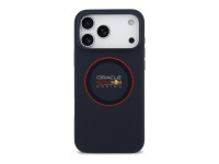 Capa MagSafe de silicone Red Bull com anel vermelho para iPhone 17 Pro Max, azul marinho.