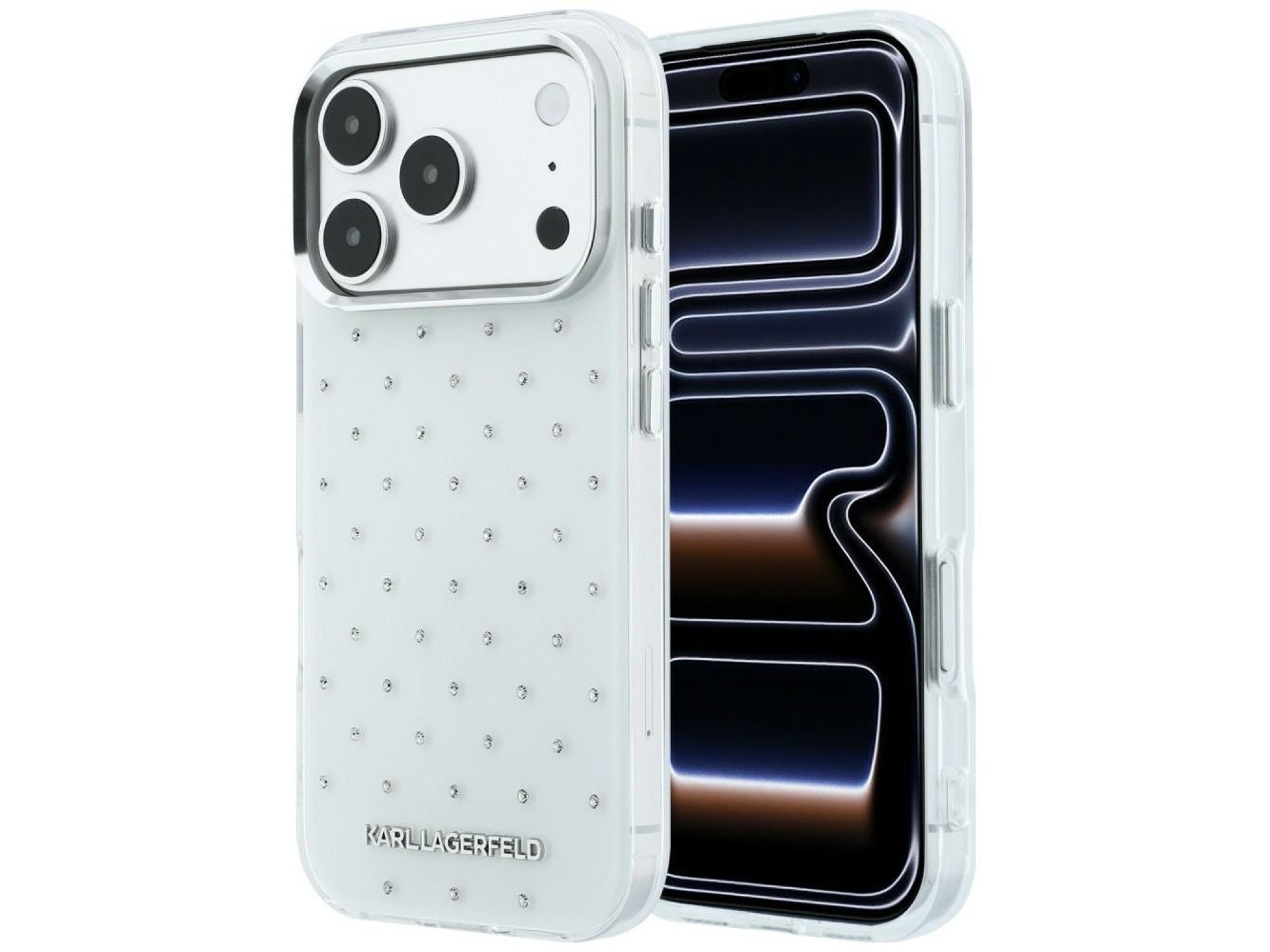 Karl Lagerfeld IML Rhinestones Allover and Electroplated Logo Case for iPhone 17 Pro Max / 18 Pro Ma