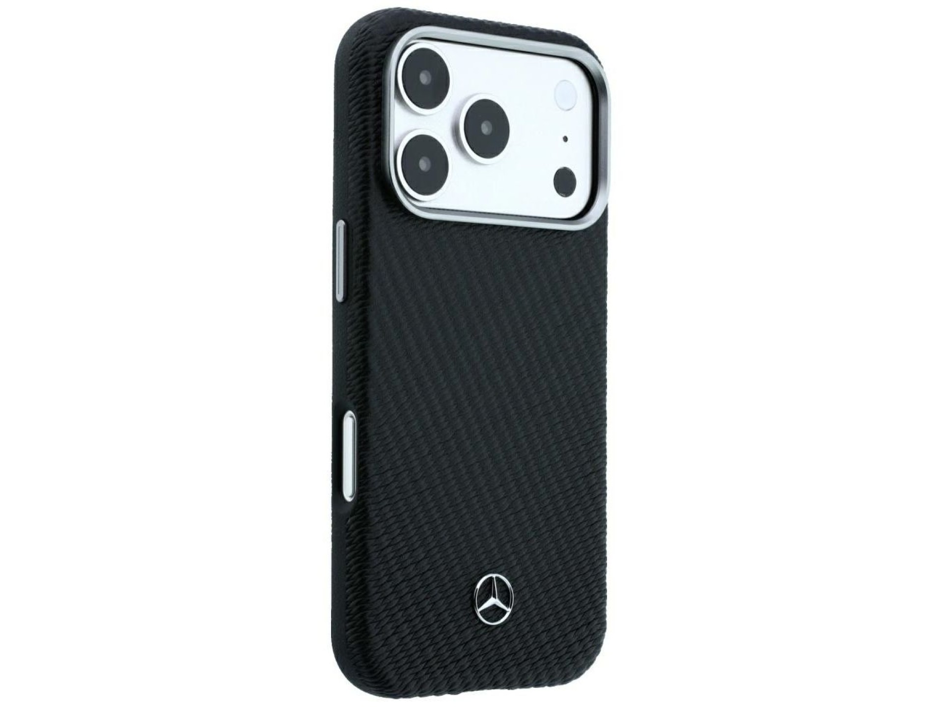 Mercedes Leather Semi Wrap Wood Effect MagSafe Case for iPhone 17 Pro Max / 18 Pro Max - Black
