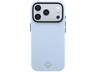Capa Mercedes em couro com efeito madeira e MagSafe para iPhone 17 Pro Max / 18 Pro Max - Azul