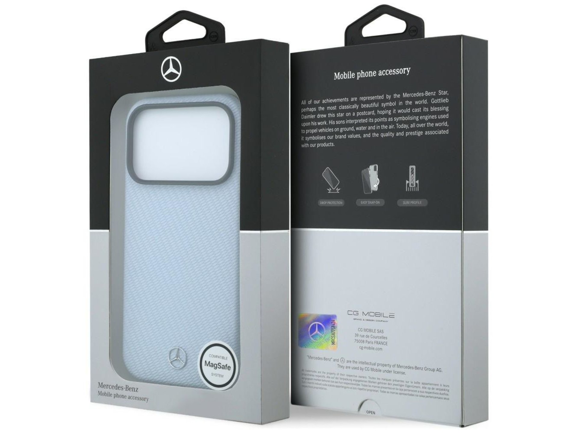 Funda semitransparente de piel Mercedes con efecto madera y MagSafe para iPhone 17 Pro Max / 18 Pro