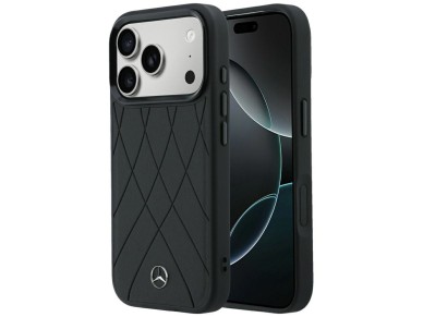 Funda MagSafe de cuero Mercedes con l�neas cruzadas para iPhone 17 Pro / 18 Pro - Negra