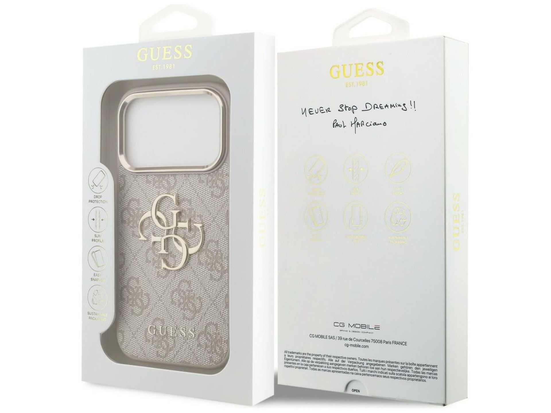 Funda Guess 4G Big 4G Classic Logo para iPhone 17 Pro / 18 Pro - Oro rosa