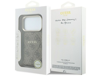 Capa Guess Embossed 4G Classic MagSafe para iPhone 17 Pro / 18 Pro - Marrom