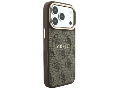 Capa Guess Embossed 4G Classic MagSafe para iPhone 17 Pro / 18 Pro - Marrom