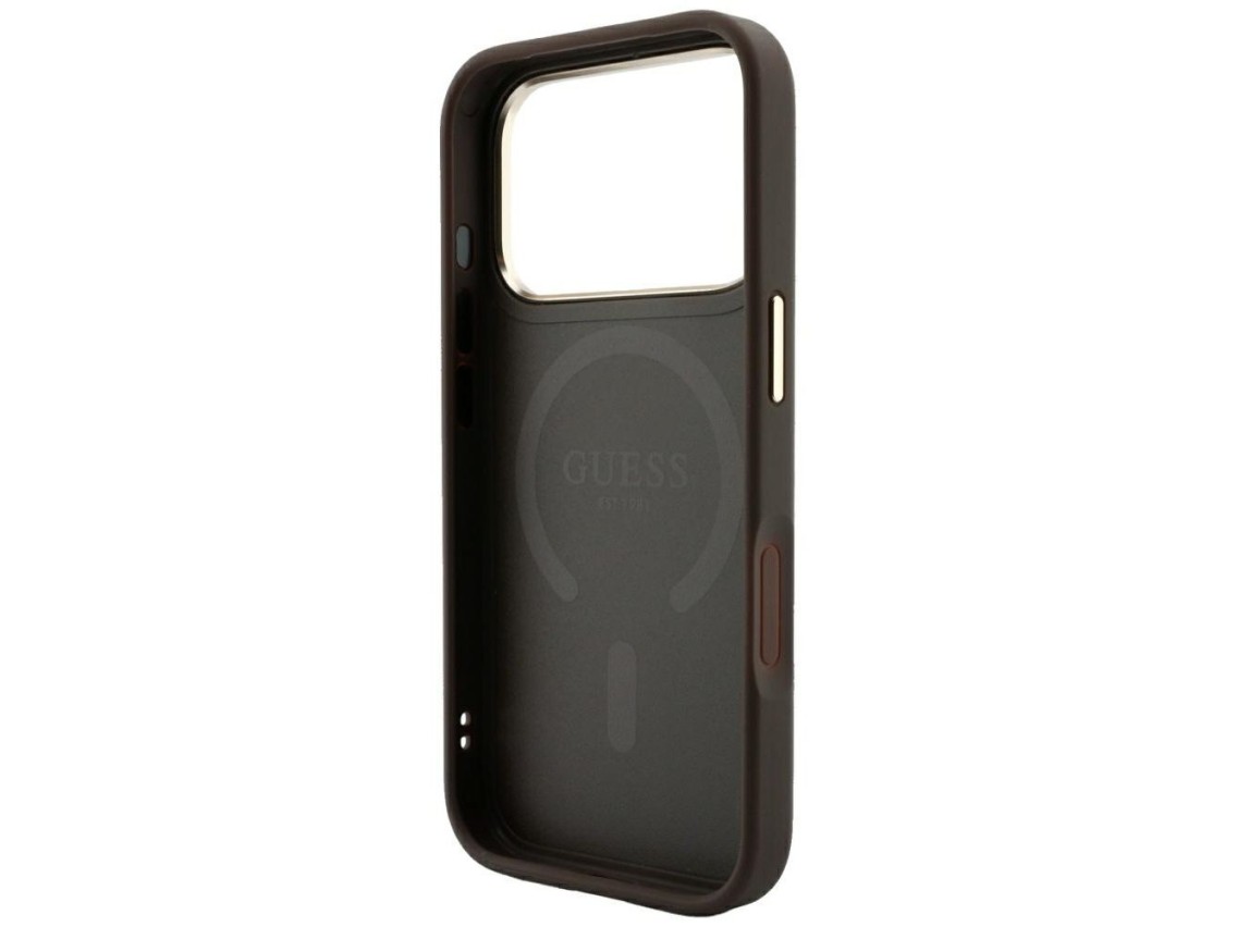 Funda Guess Classic MagSafe 4G con relieve para iPhone 17 Pro / 18 Pro - Marrón