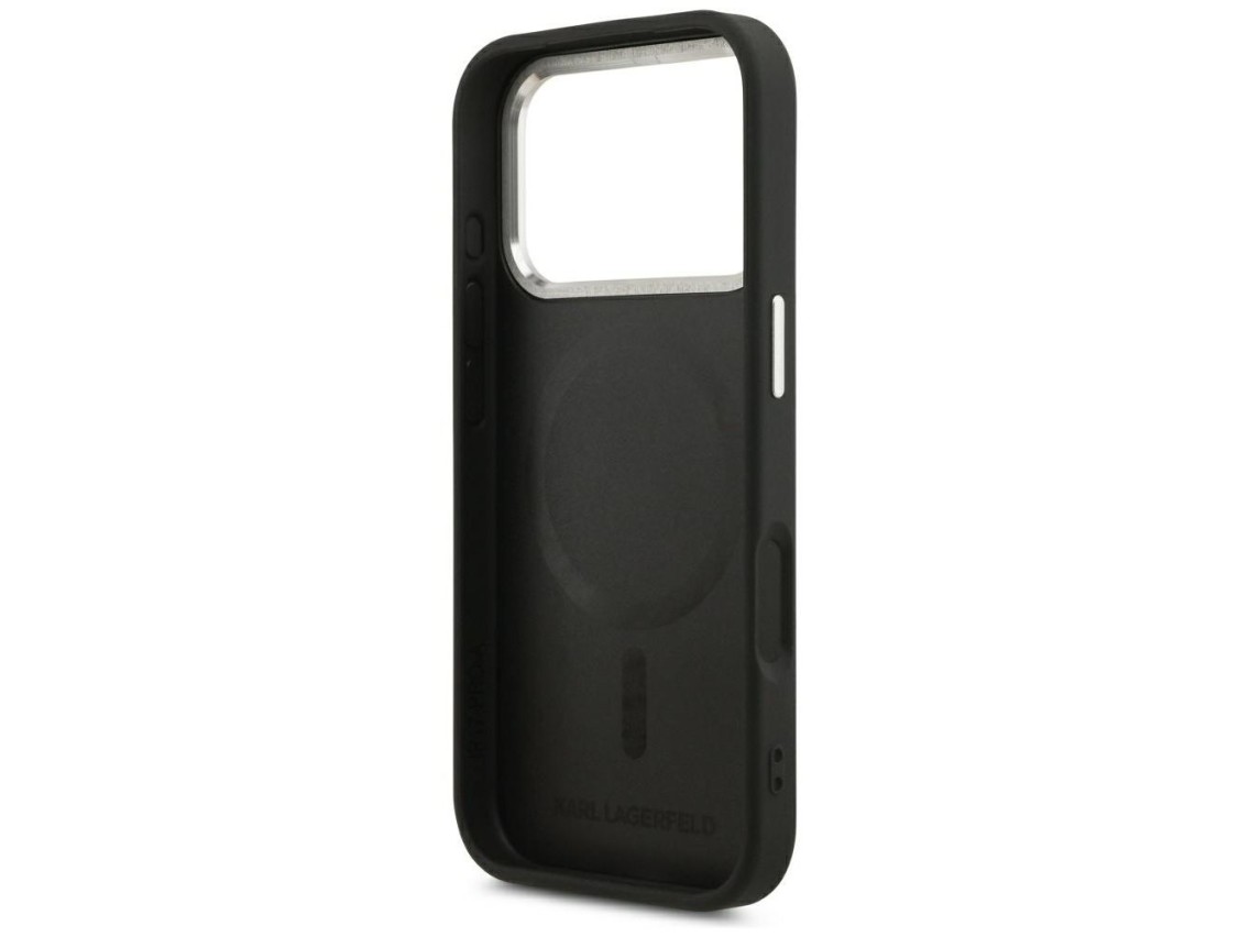 Karl Lagerfeld Embossed Open Ring RSG Logo MagSafe Case for iPhone 17 Pro / 18 Pro - Black