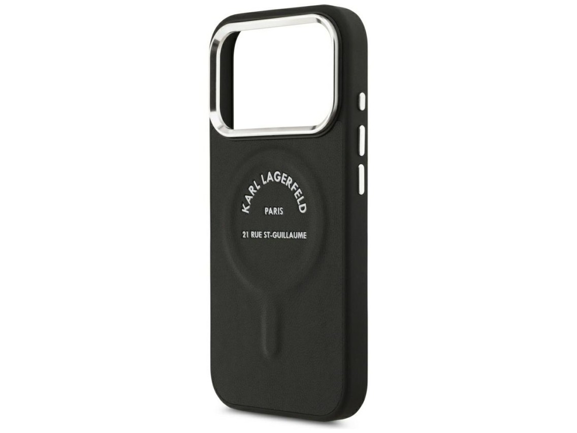 Karl Lagerfeld Embossed Open Ring RSG Logo MagSafe Case for iPhone 17 Pro Max / 18 Pro Max - Black