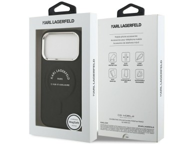 Karl Lagerfeld Embossed Open Ring RSG Logo MagSafe Case for iPhone 17 Pro / 18 Pro - Black Karl Lagerfeld Embossed Open Ring RSG Logo MagSafe Case for iPhone 17 Pro / 18 Pro - Black