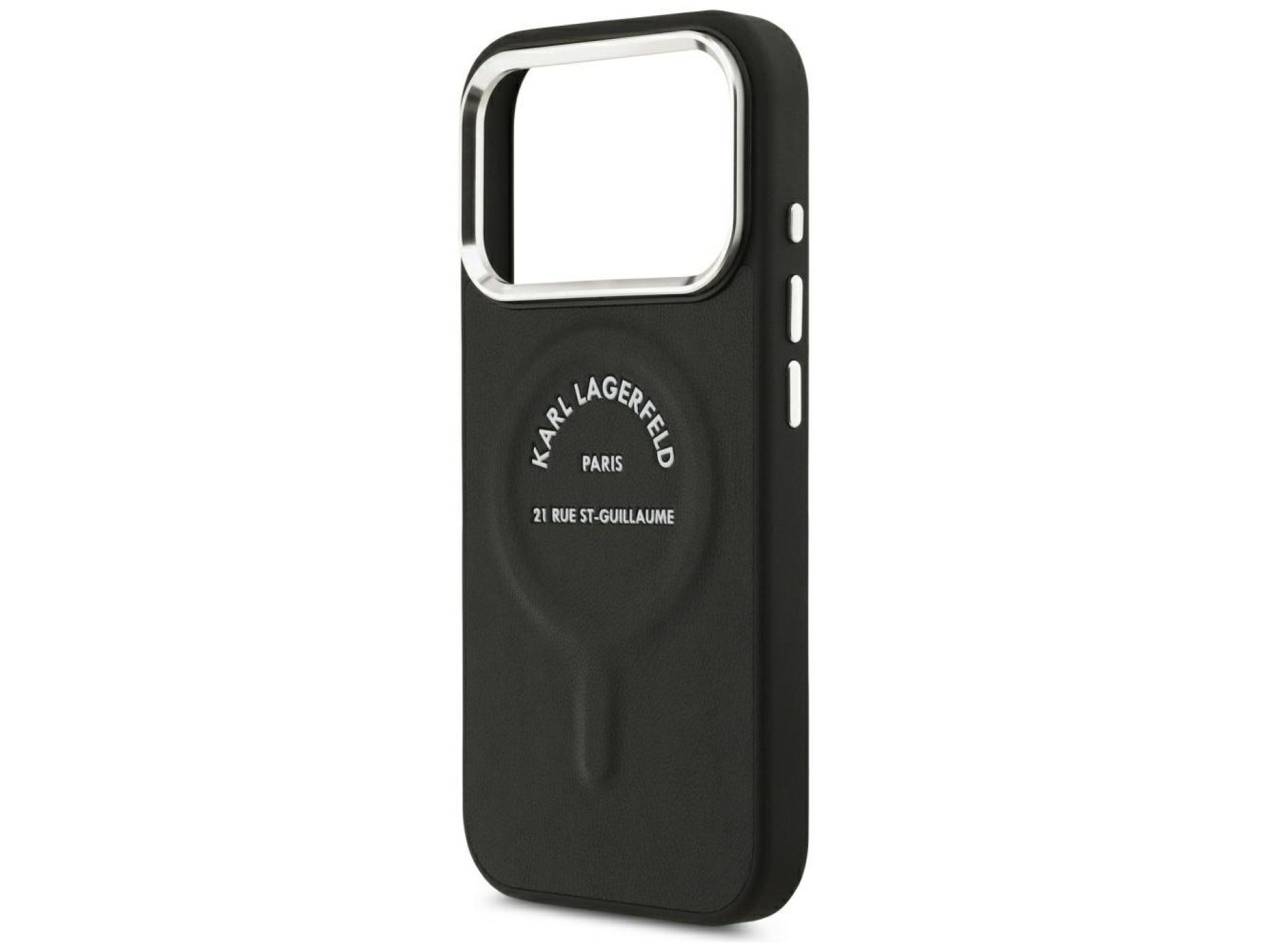 Karl Lagerfeld Embossed Open Ring RSG Logo MagSafe Case for iPhone 17 Pro Max / 18 Pro Max - Black