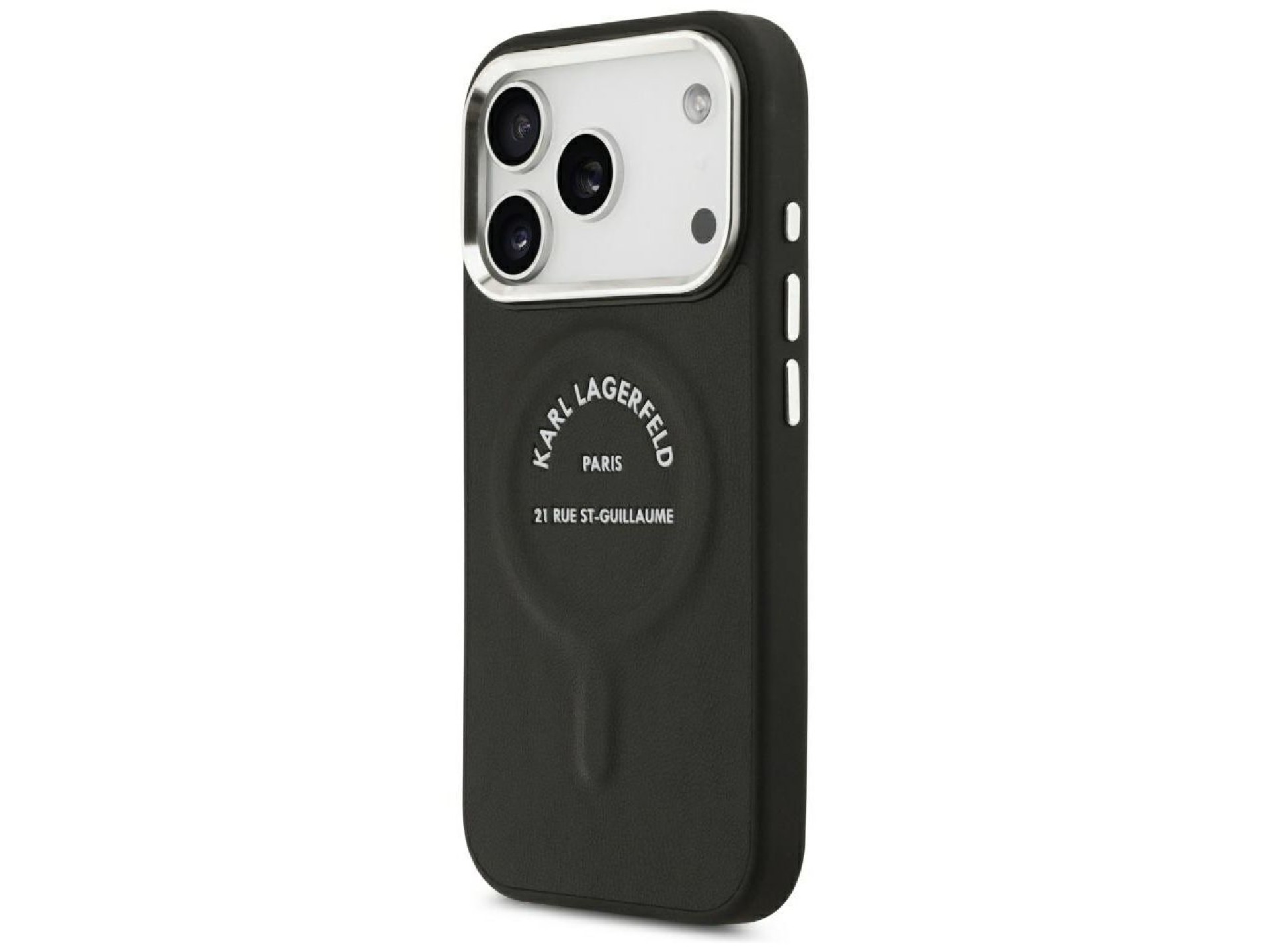 Karl Lagerfeld Embossed Open Ring RSG Logo MagSafe Case for iPhone 17 Pro / 18 Pro - Black