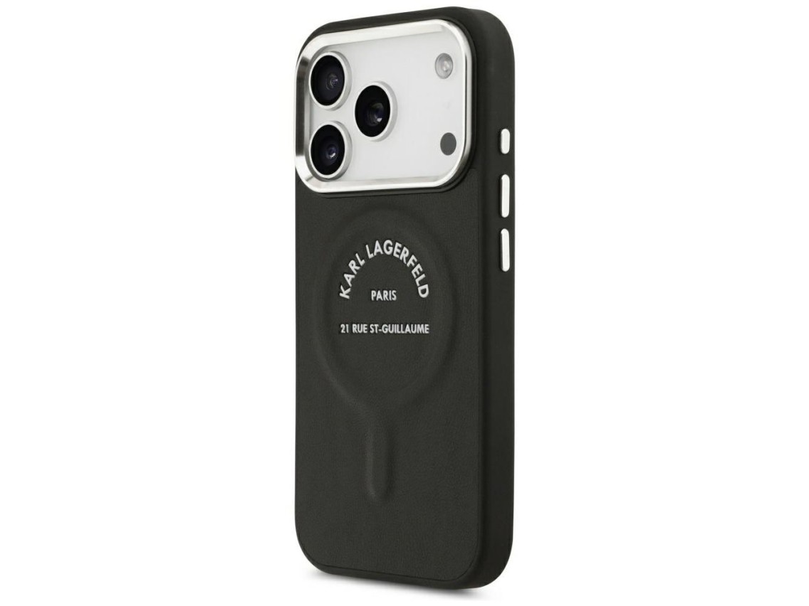 Karl Lagerfeld Embossed Open Ring RSG Logo MagSafe Case for iPhone 17 Pro Max / 18 Pro Max - Black