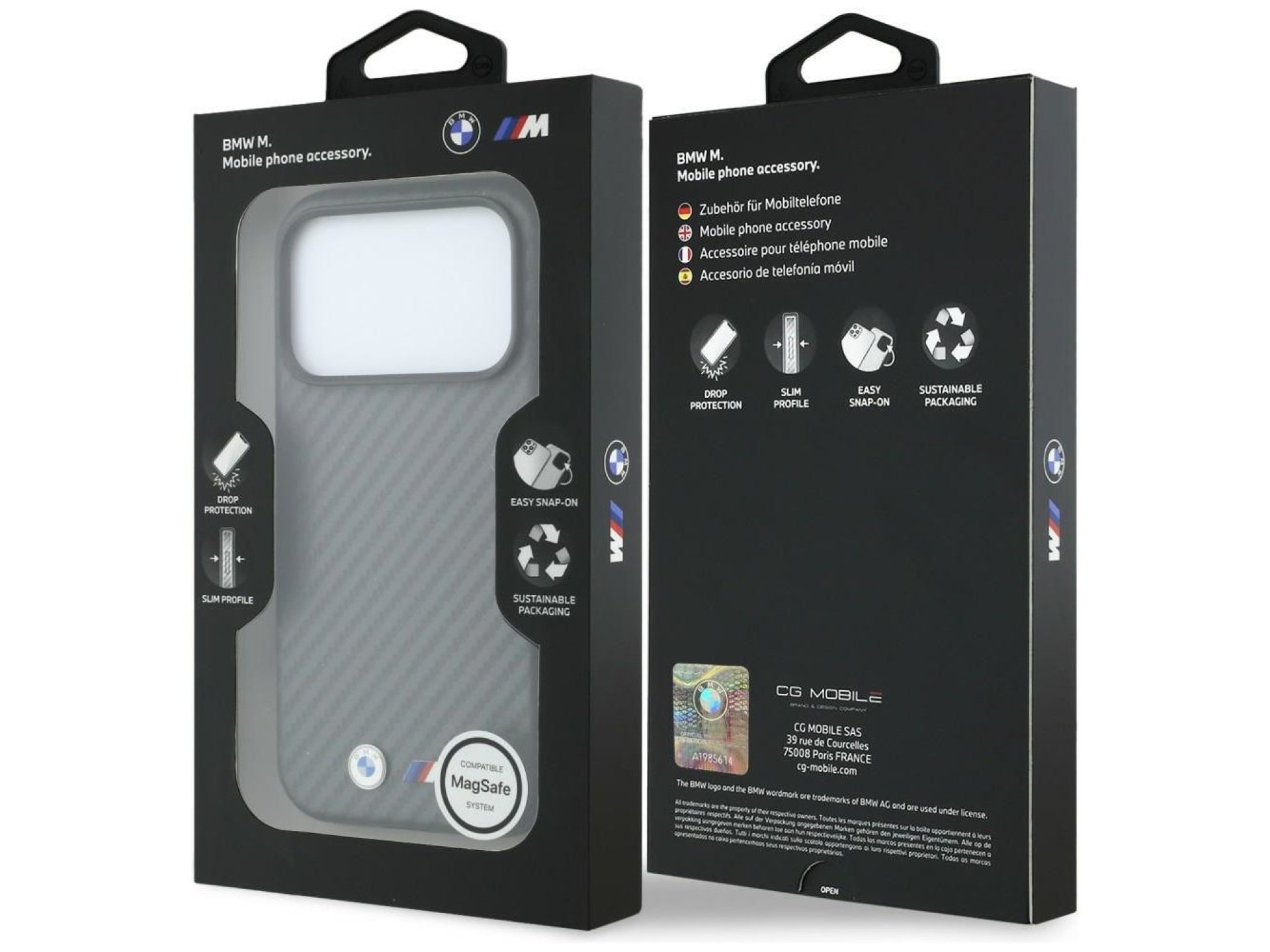 BMW M Carbon Metal Logo MagSafe Case for iPhone 17 Pro Max / 18 Pro Max - Gray