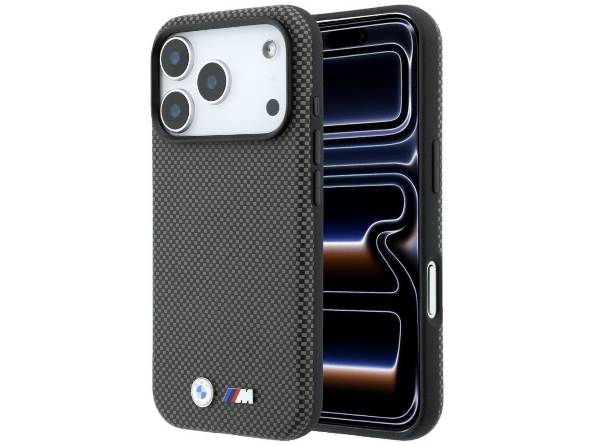 BMW M Quadrille Kevlar Metal Logo MagSafe Case for iPhone 17 Pro Max / 18 Pro Max - Gray