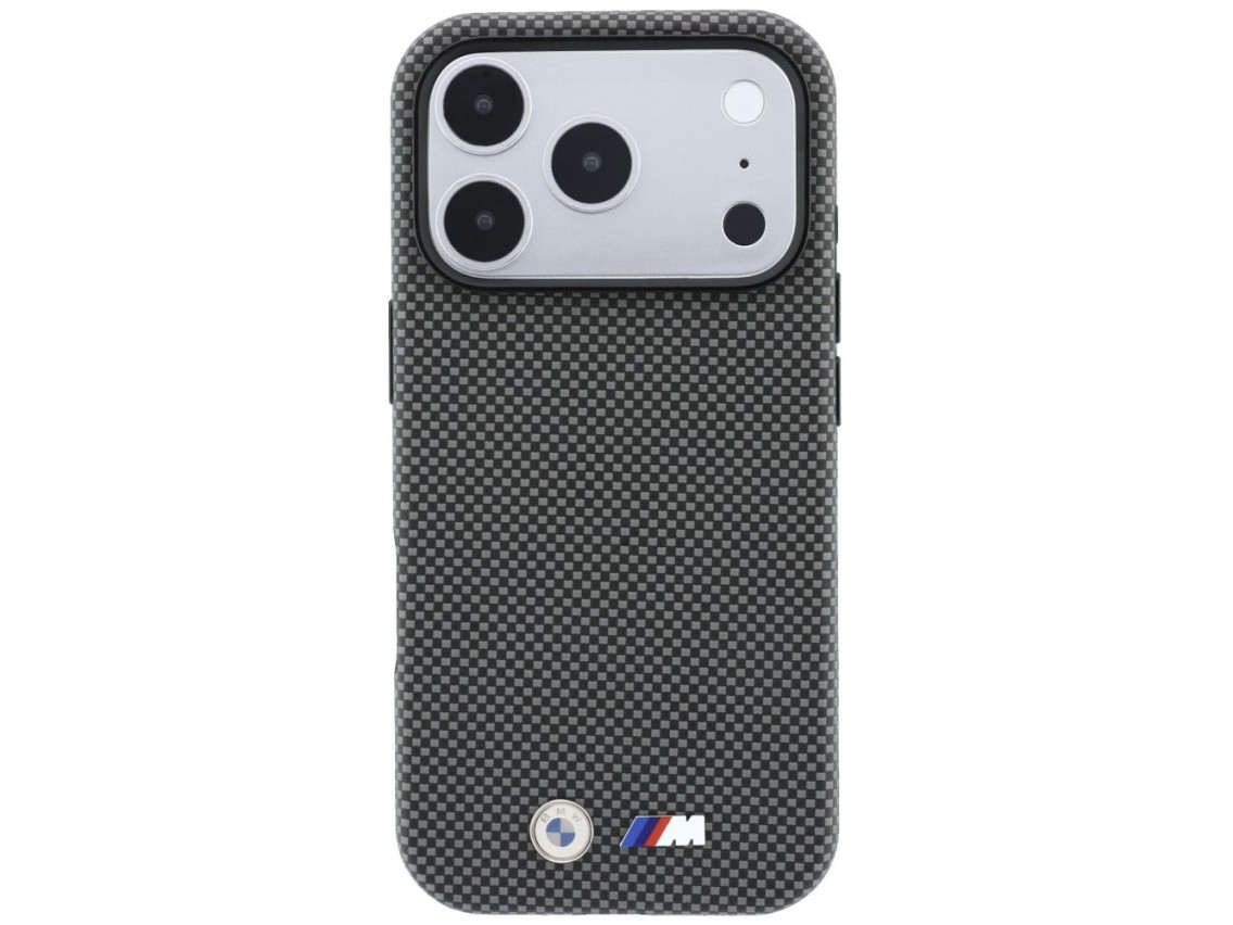 BMW M Quadrille Kevlar Metal Logo MagSafe Case for iPhone 17 Pro Max / 18 Pro Max - Gray