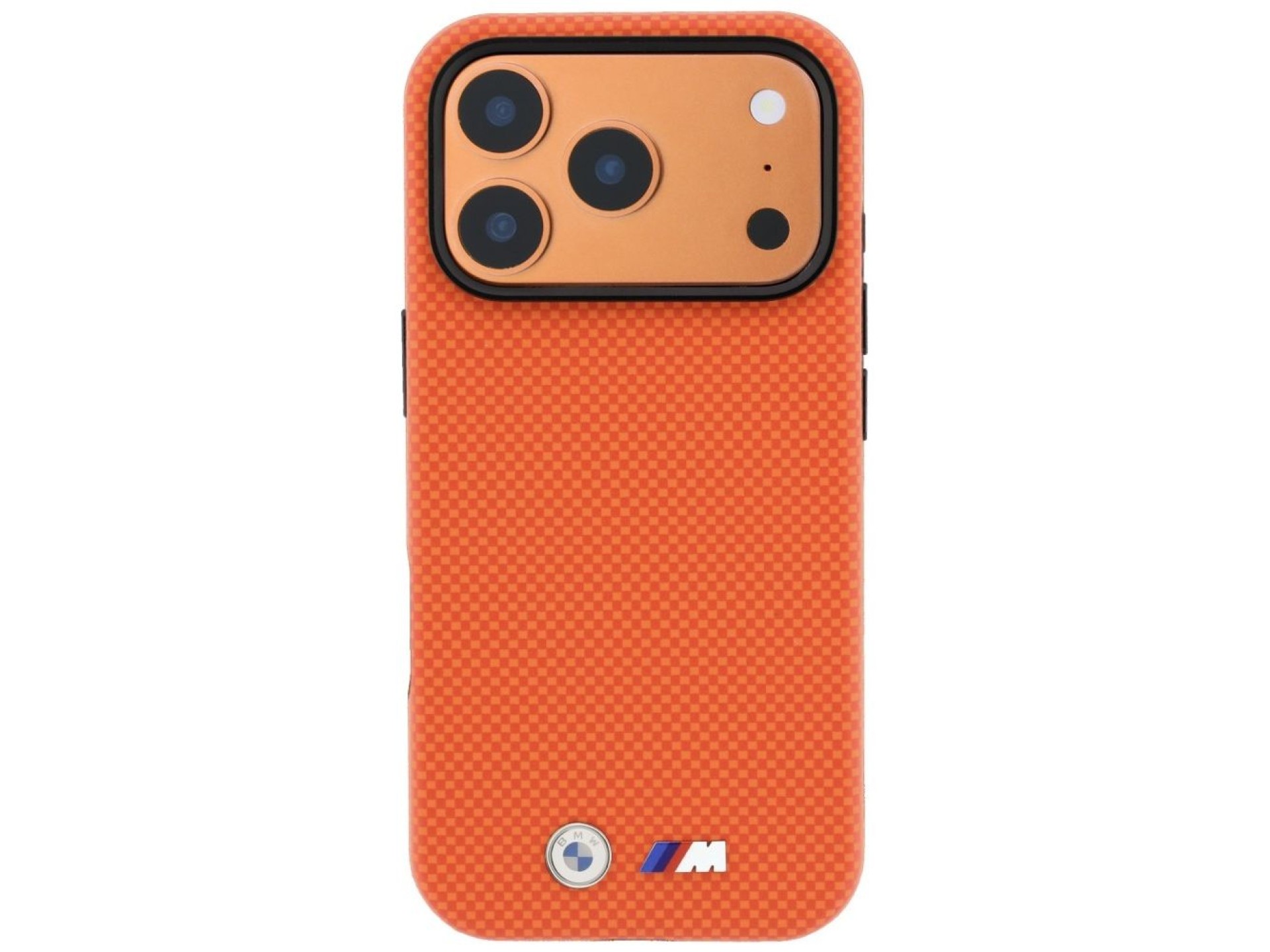 Funda BMW M Quadrille Kevlar Metal Logo MagSafe para iPhone 17 Pro Max / 18 Pro Max - Naranja
