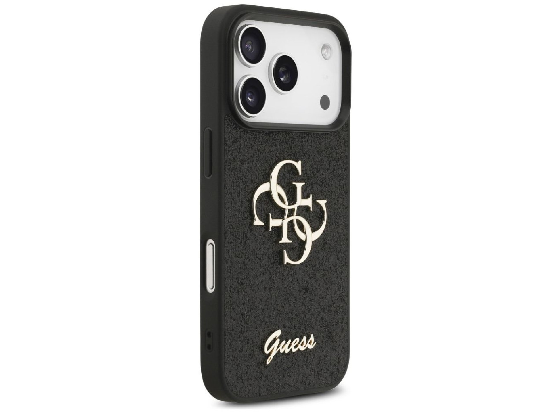 Capa Guess Fixed Glitter Big 4G para iPhone 17 Pro / 18 Pro - Preta