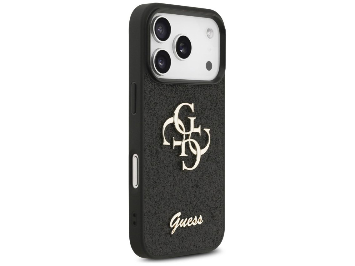 Capa Guess Fixed Glitter Big 4G para iPhone 17 Pro / 18 Pro - Preta