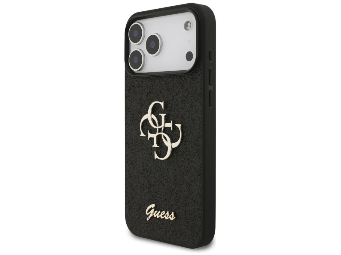 Capa Guess Fixed Glitter Big 4G para iPhone 17 Pro Max / 18 Pro Max - Preta